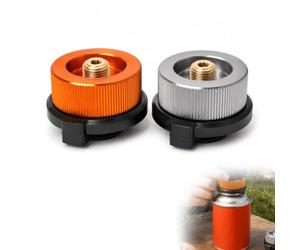 Savento Adaptateur Cartouche Gaz, 2 Pièces pour Réchaud Gaz BBQ Barbecue | Adaptateur Cartouche Gaz Butane Orange Et Gris pour Poêle Extérieur/poêle de Camping/brûleur, Format Compact 41x38x28,3mm