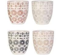 Saveur et dégustation - 4 Mugs design ethnique Mirage - 250 ml - Blanc - Mirage Blanc G