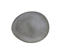 HOME DECO FACTORY - KA3750 Grande Assiette Plate en Céramique Grès - Forme de Galet - Compatible Lave-Vaisselle et Micro-Ondes - Ambiance Naturelle - Dimensions H2 x 23 x 27,5 cm - Couleur Gris