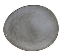 HOME DECO FACTORY - KA3750 Grande Assiette Plate en Céramique Grès - Forme de Galet - Compatible Lave-Vaisselle et Micro-Ondes - Ambiance Naturelle - Dimensions H2 x 23 x 27,5 cm - Couleur Gris