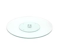 Saveur et dégustation - Ka1741 - Plateau de Table Rond Tournant Verre et Metal Acier Inoxydable Transparent
