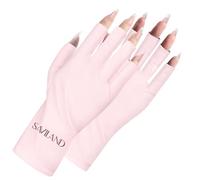 Saviland Gant Anti U V Manucure Professionnel, UPF200+ Gant Protection U V Doux et Confortable, Gants Anti U V Sans Doigts pour Lampe à Ongles, Protégez Professionnel les Mains des Lampe U V (Rose)