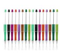 SAVITA 16pcs Stylo à Bille, Perles Encre Noire Kit avec Recharges pour Enfants étudiants Fournitures Scolaires de Bureau (8 Couleurs)