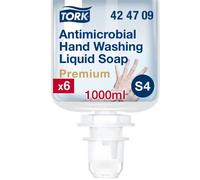 Savon liquide mains Tork Premium Antimicrobien, pour distributeur S4 - Cartouche de 1 L.