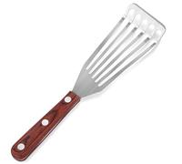 SAVORLIVING Spatule à poisson, Spatule à fentes fines en acier inoxydable, Tournevis à fentes résistant à la chaleur avec tête inclinée pour retourner, frire et griller. (Manche en hêtre)
