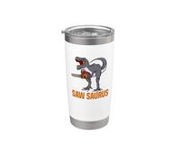 Saw Saurus Dinosaure Humour Bois Gobelet isotherme en acier inoxydable double paroi