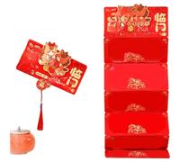 Sawhamale Enveloppes rouges « Year of the Horse » pour le Nouvel An chinois avec feuille dorée, sacs de festival lunaire traditionnels pour enfants et famille, papier robuste (E)
