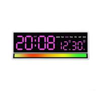 Sawhamale Horloge numérique LED avec microphone, réveil électronique multifonction avec affichage de l'heure, de la date, du jour, de la semaine, luminosité réglable, capteur de lumière automatique