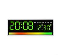 Sawhamale Horloge numérique LED avec microphone, réveil électronique multifonction avec affichage de l'heure, de la date, du jour, de la semaine, luminosité réglable, capteur de lumière automatique