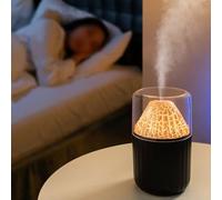 Sawhamale Humidificateur de flamme USB avec lumière LED, diffuseur d'arômes de voiture de 300 ml pour intérieur de véhicule, bureau, chambre à coucher, arrêt automatique en grain de bois blanc noir