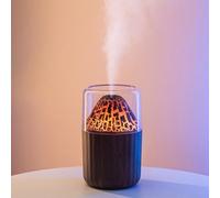 Sawhamale Humidificateur de flamme USB avec lumière LED, diffuseur d'arômes de voiture de 300 ml pour intérieur de véhicule, bureau, chambre à coucher, arrêt automatique en grain de bois blanc noir