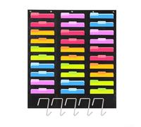 Sawhamale Organiseur mural à 30 poches pour documents A4, grand sac de rangement en nylon avec crochets en acier inoxydable pour bureau, école, maison, noir, 119 x 107 cm