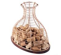 Sawhamale Panier de rangement en liège en fer avec finition chêne, support décoratif en liège pour comptoir de cuisine, organisateur élégant pour bouchons de vin rouge et petits articles, or noir