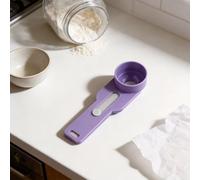 Sawhamale Pelle multifonction avec entonnoir intégré, cuillère à mesurer 2 en 1 pour poudre de protéines, café, épices, farine, double capacité 2 et 4 cuillères à soupe, outil de cuisine ABS (violet)
