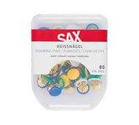 SAX punaises, 80 pièces, Multicolore, diamètre de la tête 10mm, avec enrobage Plastique, dans Une boîte de Rangement Pratique