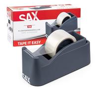Sax Tape it Easy XXL Dérouleur de ruban adhésif à une main extra lourd | pour 1x 50mm ou 2x 25mm de ruban, avec porte-stylo intégré, antidérapant, anthracite