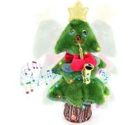 Saxophone, Arbre De Noël Arbre De Noël Qui Danse Et Chante, 14'' Peluche De Noël Avec Musique Et Lumières Ornements De Noël Jouet En Peluche Poupée Musicale De Noël Électronique Pour Enfants Cadeau Dé