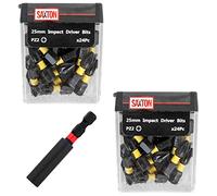 Saxton PZ2 Lot de 48 embouts de tournevis Pozi-Drive 25 mm + porte-embout dans boîte Tic Tac