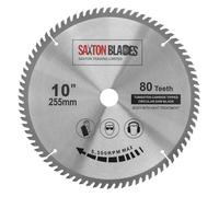 Saxton TCT Lame de scie circulaire à onglets 255 mm x 80T x 25,4 m, dents avec alésage pour scie Evolution Rage