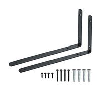 SAYAYO 2 Pcs Equerre Etagere Murale Charge Lourde Supports en L, Supports Étagère Murale en Acier Inoxydable Industrielle pour Cuisine Chambre Bureau Gain de Place, 300 x 155 x 25MM Noir