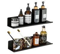 SAYAYO 2 Pcs Etagere Murale Noire Adhésif sans Perçage/Montage par Vis, Tablette Flottante Murale en Métal Anti-Rouille, Décoration & Rangement dans Salon, Chambre, Salle de Bain, Cuisine, 40CM
