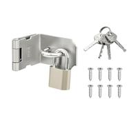 SAYAYO 90 Degrés Verrou Porte Exterieur avec Cadenas, Loquet Verrou Porte Interieure Coulissante Serrure Volet pour Fenêtre, Placard et Jardin, Brossé en Acier Inoxydable, EMST009K-LS