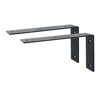 SAYAYO Equerre Etagere Murale Noire, Support Étagère Murale Charge Lourde Industrielle en Acier Inoxydable, Support Angle Brace en L pour Planche, 225 x 125 x 45mm, 2 Pcs