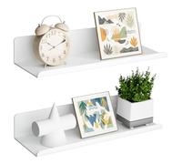 SAYAYO Etagere Murale Blanche Lot de 2, 30CM Tablettes Flottantes en Aluminium Montage à Vis, Etagere Fixation pour Chambre, Salle de Bain, Cuisine, Salon, Tablette Murale Gain de Place