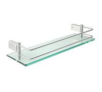 SAYAYO Etagere Murale Tablette Salle de Bain Etagere Douche 40CM Brossé | Tablette Murale Rangement Douche Salle de Bain, 8MM Épaissi Étagère en Verre Trempé et Support en 304 Acier Inoxydable