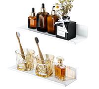 SAYAYO Lot de 2 Etagere Murale sans Percage Salle de Bain, Etagere Murale sans Vis en Aluminium, Tablettes Flottantes Adhésif Tablette Rangement pour Cuisine, Salon, Chambre, 30CM Blanc