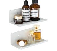 SAYAYO Petite Etagere Douche Murale sans Perçage Salle de Bain, 20CM Blanc | Rangement Douche Adhésif ou Visser, Étagère Salle de Bain en Métal Anti-Rouille, Tablette Murale pour Cuisine Chambre Salon