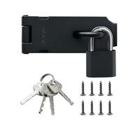 SAYAYO Verrou Porte Exterieur avec Cadenas, Loquet Verrou Porte Interieure Coulissante Serrure Volet pour Fenêtre, Placard et Jardin, 4 Pouces Noir Mat en Acier Inoxydable, EMST009-B