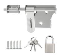 SAYAYO Verrou Porte Exterieur Coulissante à Bascule Boulon avec Cadenas, Loquet de Porte Interieure Loquet Portail avec Vis pour Garage, Remise et Jardin, Brossé en Acier Inoxydable, 150MM