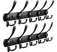 SAYONEYES Lot de 2 porte-manteaux muraux avec 5 crochets à trois manteaux pour suspendre - 40,6 cm en acier inoxydable SUS304 - Finition mate - Étanche - Crochets muraux pour salle de bain, chambre à