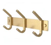 Sayoneyes Porte-manteaux Mural en Acier Inoxydable Brossé Or de Petite Taille - Rail de 22,86 cm avec 3 Crochets Doubles pour Entrée, Salle de Bain, Chambre, Cuisine - Porte-manteaux Moderne en Or
