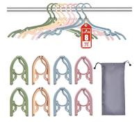 Sazfli Lot de 8 cintres de Voyage Pliables (Rose/Orange/Bleu/Vert) - ABS épaissi et Clips en Aluminium, Design antidérapant pour vêtements délicats - Format Compact 14 × 7,6 cm avec Coffret Cadeau