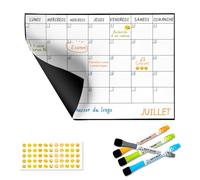 SB Calendrier Mensuel Magnétique Pour Frigo A4 30X21CM + 4 Marqueurs Premium + 55 Stikers Aléatoires | Tableau Magnetique Frigo pour le planning familial mensuel 100% modifiable.