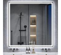 S'bagno 100x100cm Bluetooth-Miroir-Salle-de-Bain-avec-Eclairage，Anti-buée