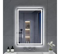 S'bagno 50x70cm Bluetooth-Miroir-Salle-de-Bain-avec-Eclairage，Anti-buée