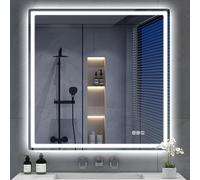 S'bagno 80x80cm Bluetooth-Miroir-Salle-de-Bain-avec-Eclairage，Anti-buée