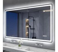 S'bagno Bluetooth-Miroir-Salle-de-Bain-avec-Eclairage-120x70cm, Miroir-LED-Salle-de-Bain Anti-buée, 3000K-6500K, Dimmable, Mémoire, Verre trempé HD, IP44-Miroir-Salle-de-Bain-Led, Horizontal/Vertical