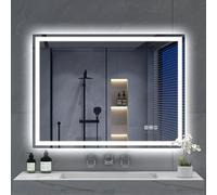 S'bagno Bluetooth-Miroir-Salle-de-Bain-avec-Eclairage-80x60cm, Miroir-LED-Salle-de-Bain Anti-buée, 3000K-6500K, Dimmable, Mémoire, Verre trempé HD, IP44-Miroir-Salle-de-Bain-Led, Horizontal/Vertical