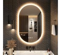 S'bagno Miroir de salle de bain éclairé Ovale Avec Bluetooth 3000 K/4000 K/6500 K IP44 Lumière à mémoire Horizontal/vertical