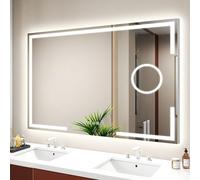 S'bagno Miroir LED Salle de Bain 100x70cm, Grossissant 5X, Cadre Aluminium
