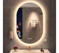 S'bagno Ovale Miroir LED Bluetooth Salle de Bain 60x90cm - Anti-Buée, 3000K-6500K, Mémoire, Verre Trempé, IP44, Lumineux, Horizontal/Vertical