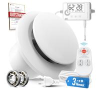 SBONNI 3 Vitesses Extracteur d'Air Automatique Détecteur Humiditer et Température, Minuterie, Télécommande, 100mm VMC Salle de Bain Hygroréglable, Silencieux et Puissant Ventilation P109