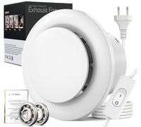 SBONNI Extracteur d'Air 100mm avec Interrupteur - 12W 130m³/h VMC Salle de Bain Silencieux, Économe en Énergie avec Câble d'Alimentation de 1,5m pour Salle de Bain Cuisine Toilettes Garage Greniers
