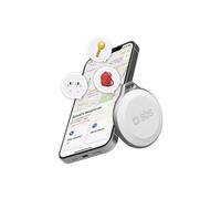 SBS Track My Circle - Localisateur de clés et d'objets Compatible avec Apple Localiser (Find My), Alarme 100dB, prêt à l'emploi avec Batterie CR2032 Incluse, étanche IP65, avec Trou Porte-clés, Blanc
