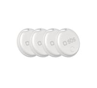 SBS Track My Dot Kit, 4 Localisateurs Smart Tag compatibles avec Apple Find My (Seulement iOS, Android Non Pris en Charge), Finder Trouve Objets Clés, Pile CR2032 Inclus, Trou pour Porte-clés, Blanc