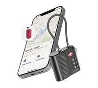 SBS Track My Lock, Cadenas TSA avec Localisateur Finder Intégré, Compatible avec Apple Find My (iOS), Cadenas à Combinaison 3 Chiffres, Alarme 60 DB, Recharge USB-C, Idéal pour Valises et Sacs, Noir